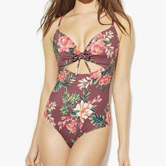 Shade & Shore Women’s One Piece Floral Swimsuit Size XL / 38D - Picture 1 of 8